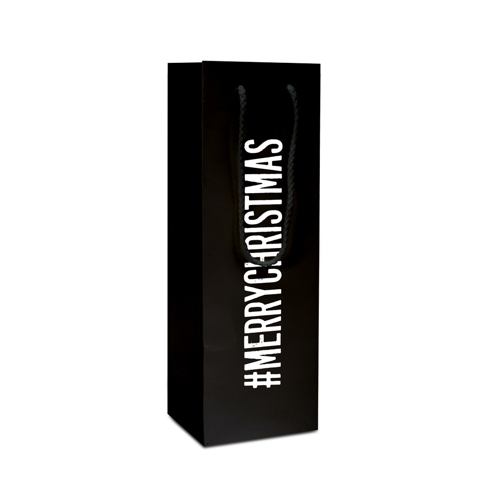 Luxe papieren Kerst wijnflestassen opdruk #MERRYCHRISTMAS