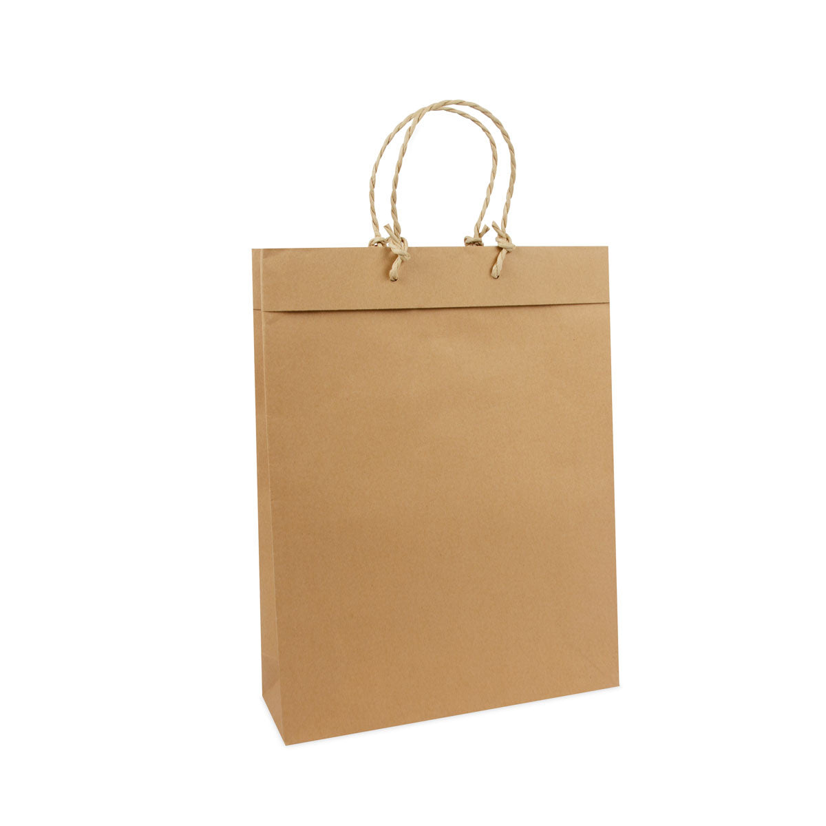 Luxe recycled kraft tassen met omgeslagen bovenrand bananenkoord