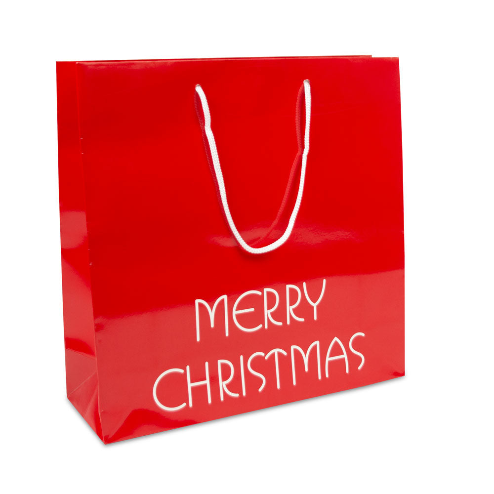 Luxe papieren kersttassen opdruk Merry Christmas