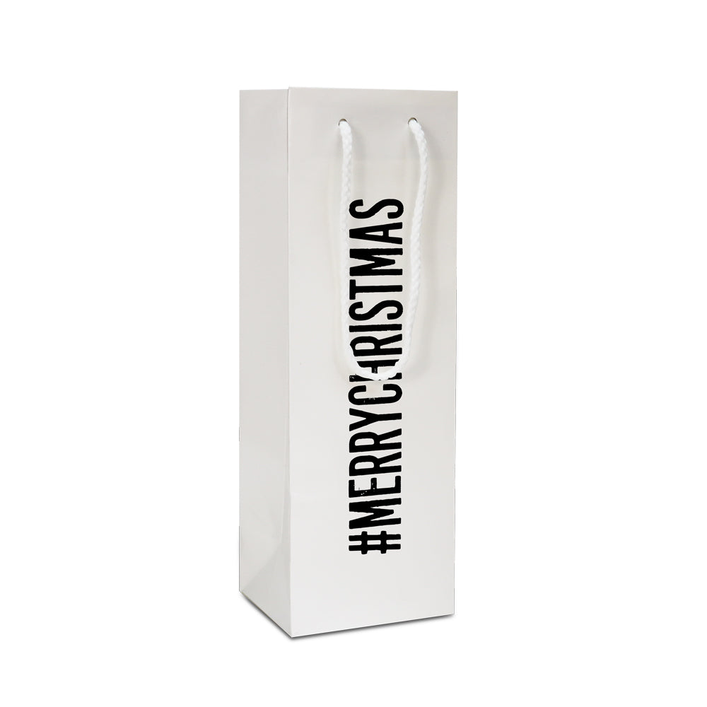 Luxe papieren Kerst wijnflestassen opdruk #MERRYCHRISTMAS
