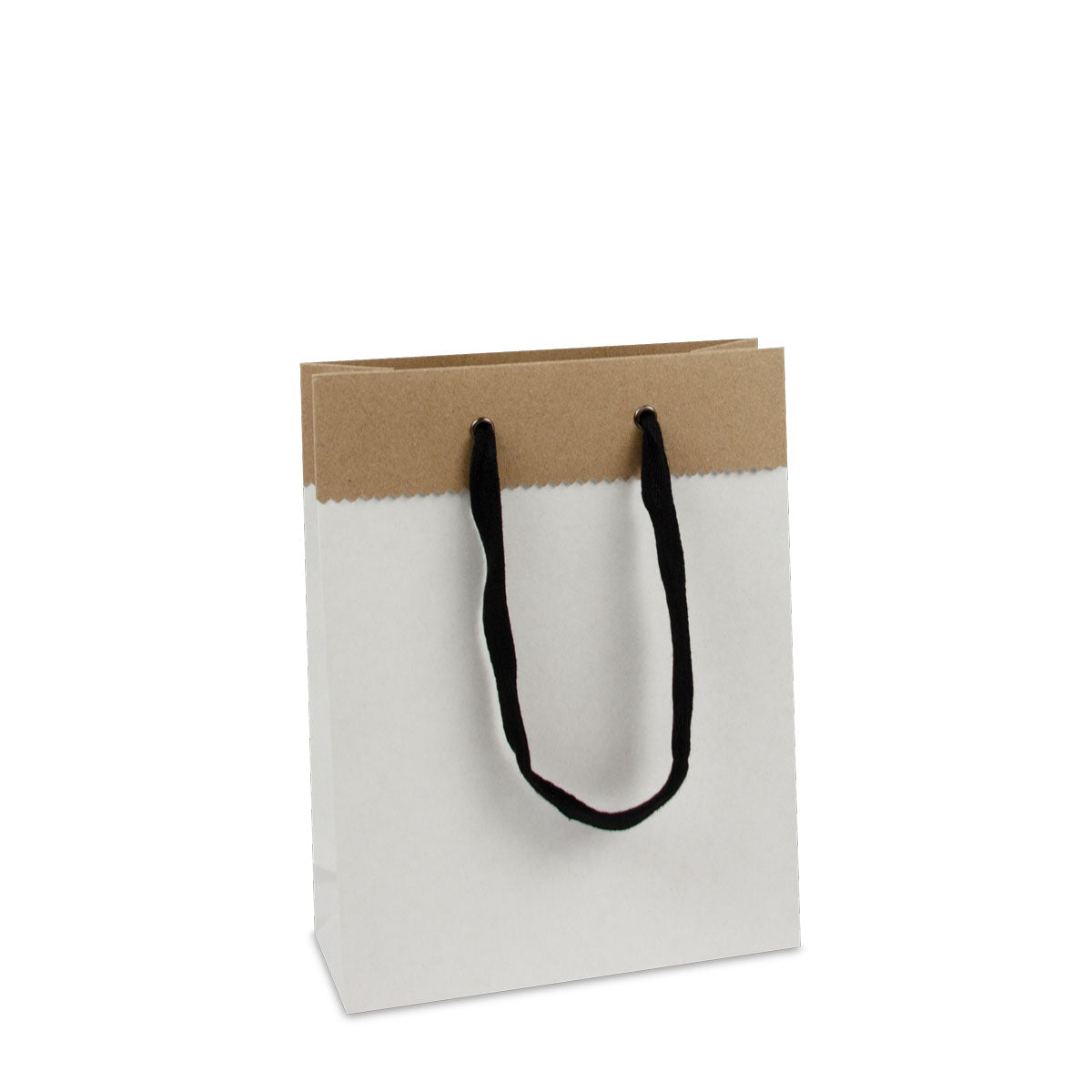 Luxe papieren draagtassen Recycled wit-bruin duplex papier