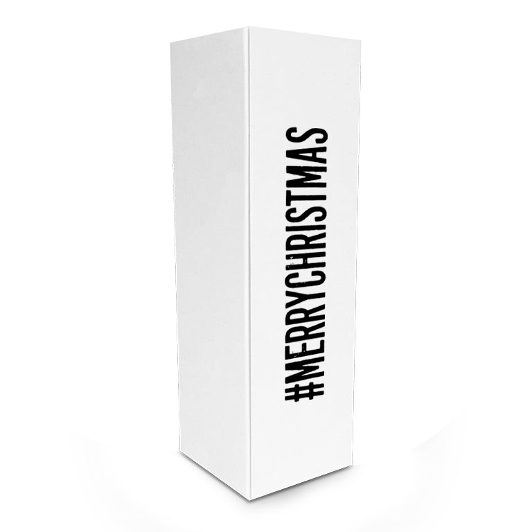 Luxe Kerst wijnflesdoos met magneetsluiting opdruk #MERRYCHRISTMAS