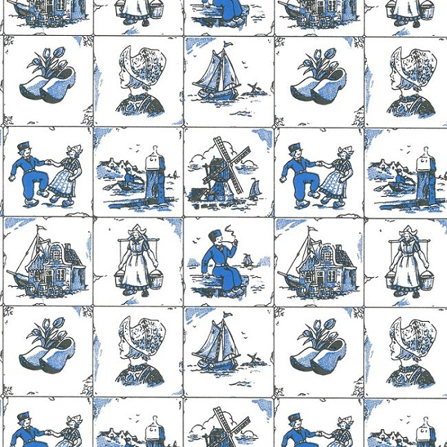 Wit kraft inpakpapier opdruk Oud Hollands dessin