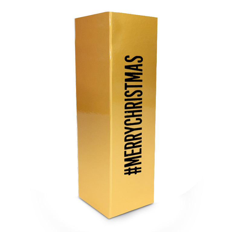 Luxe Kerst wijnflesdoos met magneetsluiting opdruk #MERRYCHRISTMAS