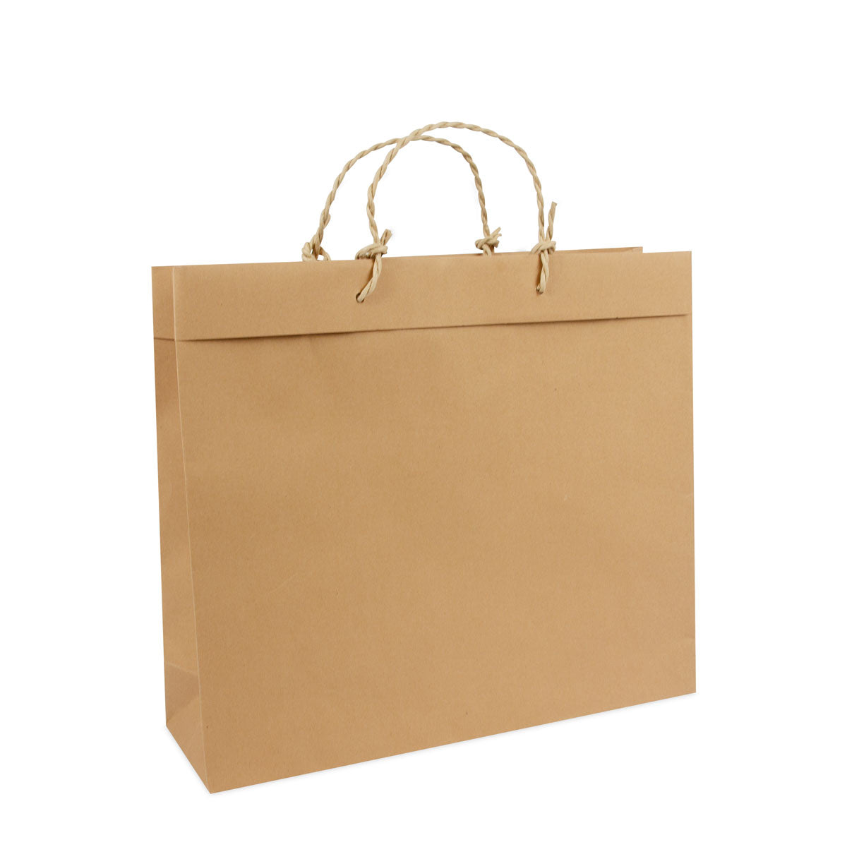Luxe recycled kraft tassen met omgeslagen bovenrand bananenkoord