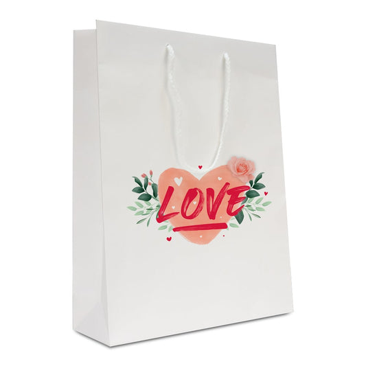 Luxe papieren valentijn tassen opdruk Love