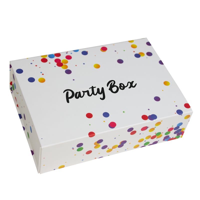 Confetti magneetdozen opdruk Party Box