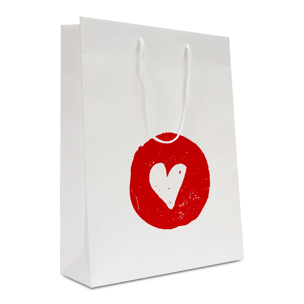 Luxe papieren valentijn tassen opdruk Rood Hart