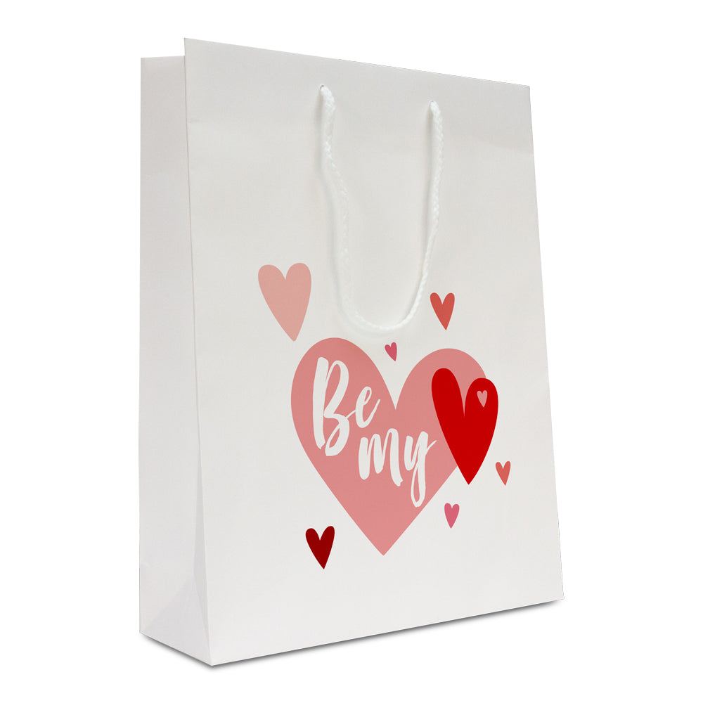 Luxe papieren valentijn tassen opdruk Be my valentine