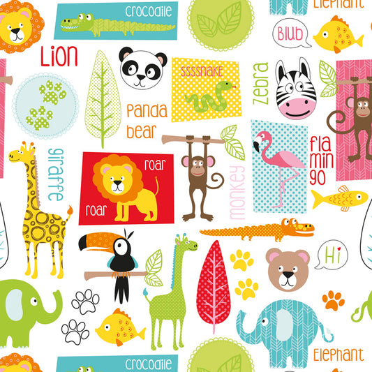 Gecoat inpakpapier - Happy dieren dessin