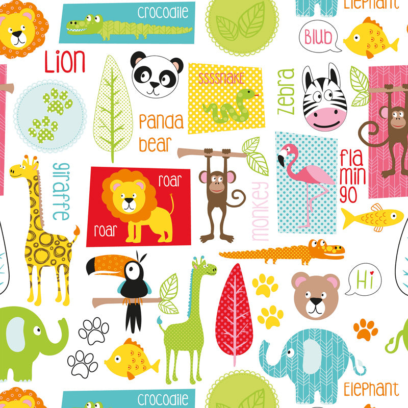 Gecoat inpakpapier - Happy dieren dessin