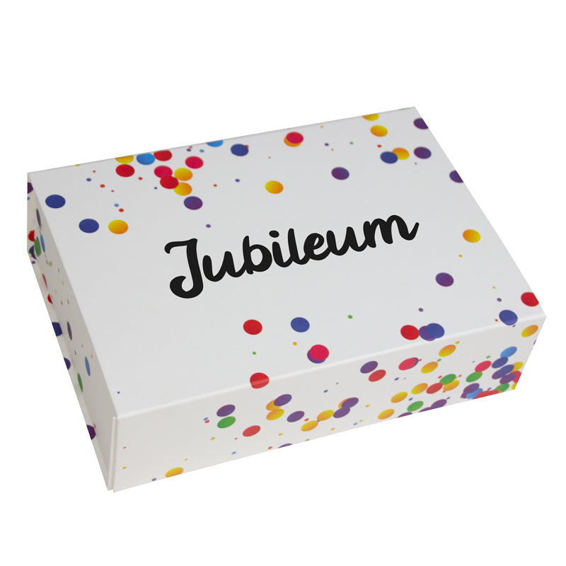 Confetti magneetdozen opdruk Jubileum