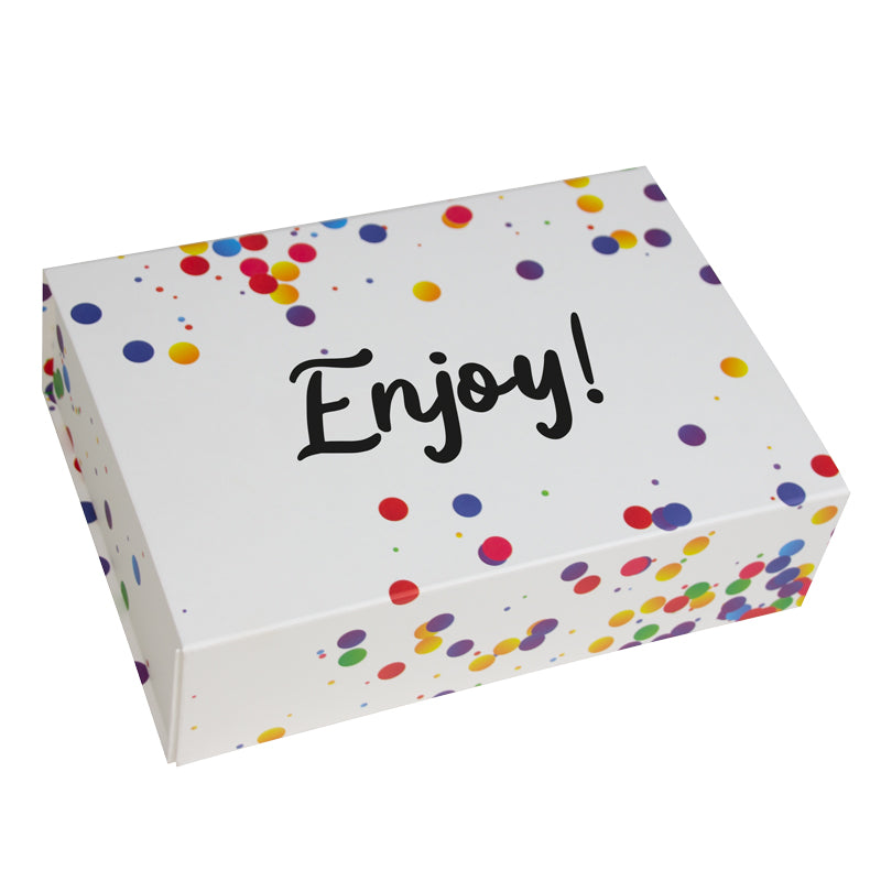 Confetti magneetdozen opdruk Enjoy!