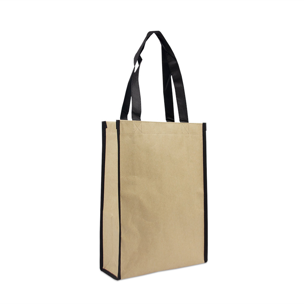 Luxe ecologische papieren draagtassen met een nonwoven binnen voering