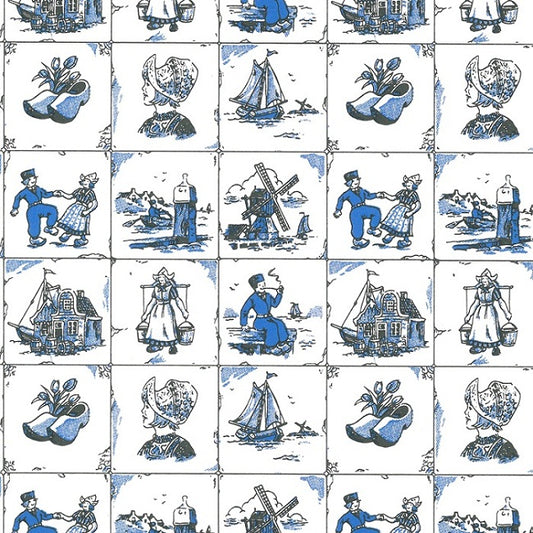 Wit kraft inpakpapier opdruk Oud Hollands dessin