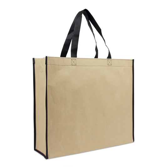 Luxe ecologische papieren draagtassen met een nonwoven binnen voering