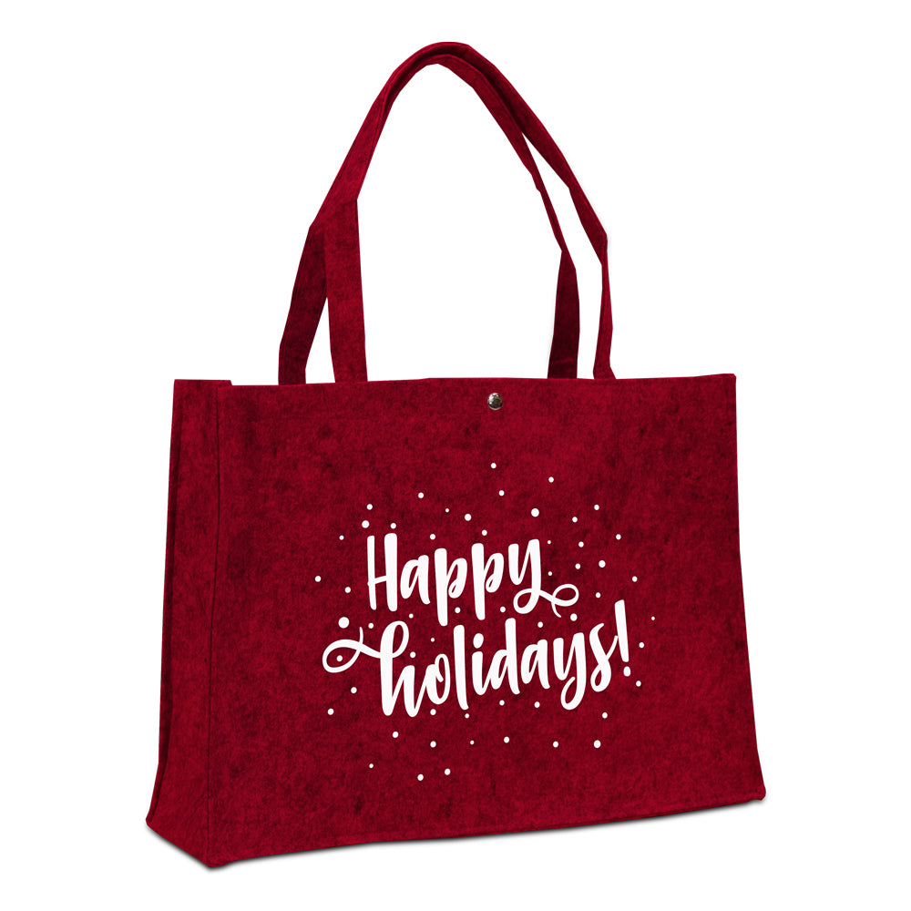 Vilten kersttassen opdruk Happy holidays!